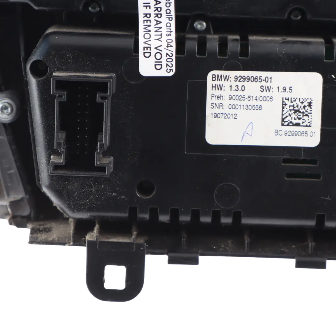 BMW F07 A/C Air Condition Heater Volume Control Switch Block Panel - SKU 9299065 - Part number 9299065
