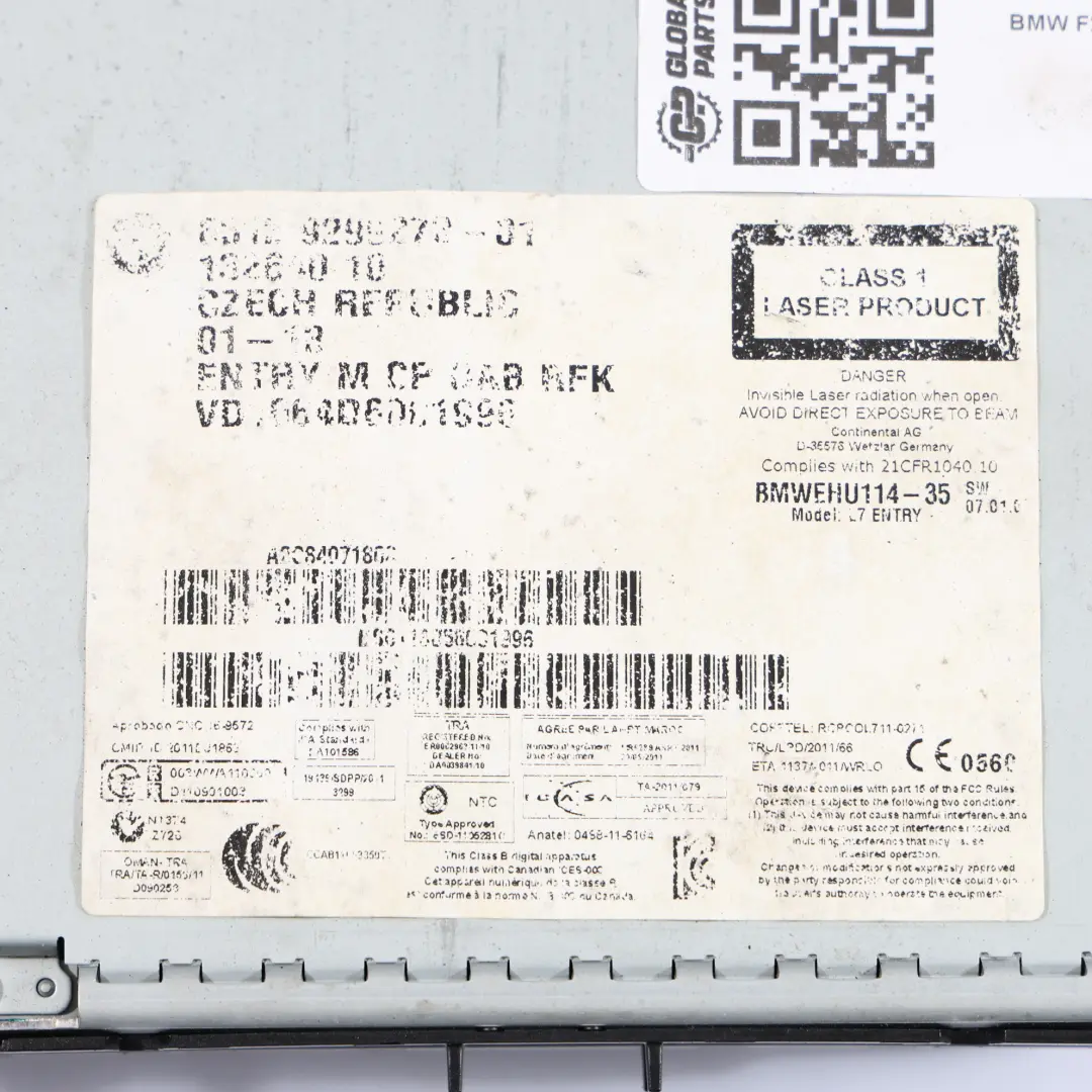  Radio Estéreo BMW F20 F30 F31 Profesional CD DAB Nav Unidad Principal - SKU 9299272 - Número de pieza 9299272