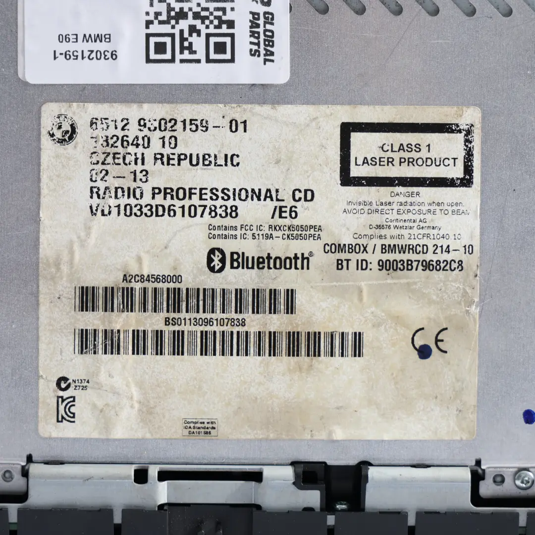  Lecteur Multimédia BMW X1 E84 E87 E90 E91 E92 LCI Radio Professional DAB - SKU 9302159-1 - Numéro de pièce 9302159