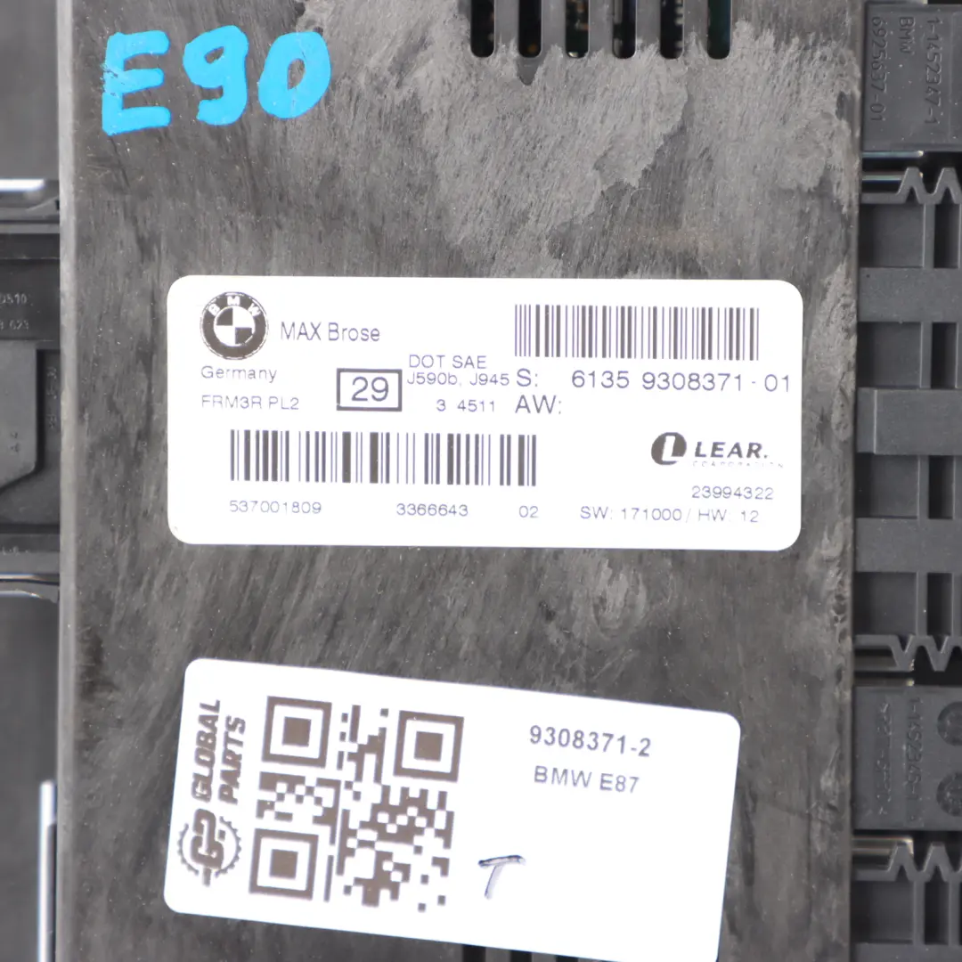 Light Control Footwell Module ECU MAX Brose FRM3R PL2 Lear to BMW E90 with Part number 9308371 BMW E90 Light Control Footwell Module ECU MAX Brose FRM3R PL2 Lear - SKU 9308371-2 - Part number 9308371