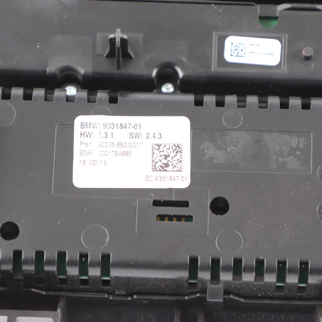 BMW F06 F12 F13 Radio Air Conditioning A/C Switch Control Unit Panel - SKU 9331847-1 - Part number 9331847