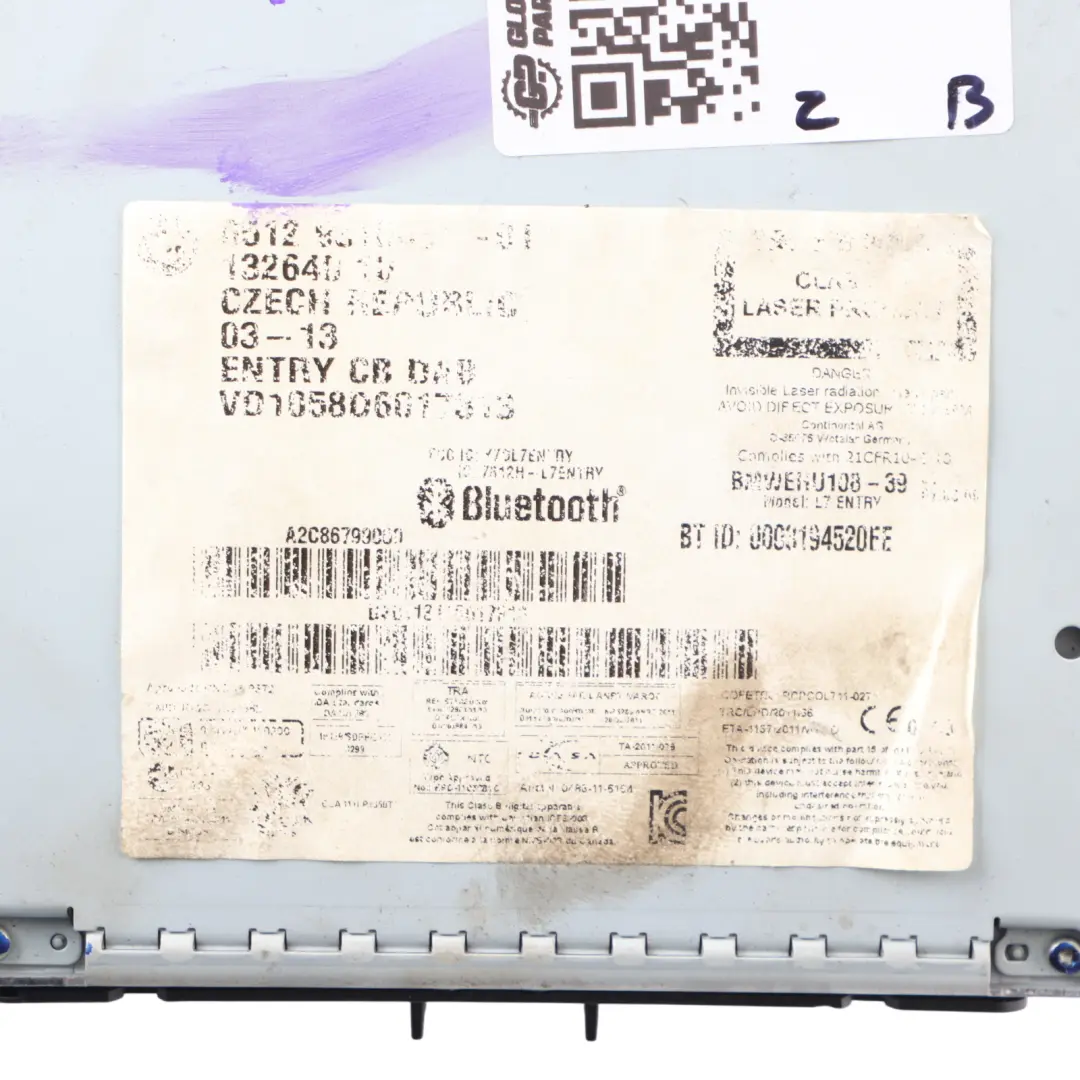 Radio Stereo CD Player Head Unit Basis Media Navigation to BMW F10 F20 F30 with Part number 9357991 BMW F10 F20 F30 Radio Stereo CD Player Head Unit Basis Media Navigation - SKU 9357991-1 - Part number 9357991