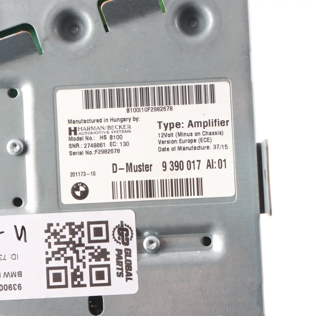 HiFi Audio Amplifier Module Harman Kardon Unit to BMW F20 F21 LCI F22 F23 with Part number 9390017 BMW F20 F21 LCI F22 F23 HiFi Audio Amplifier Module Harman Kardon Unit - SKU 9390017 - Part number 9390017