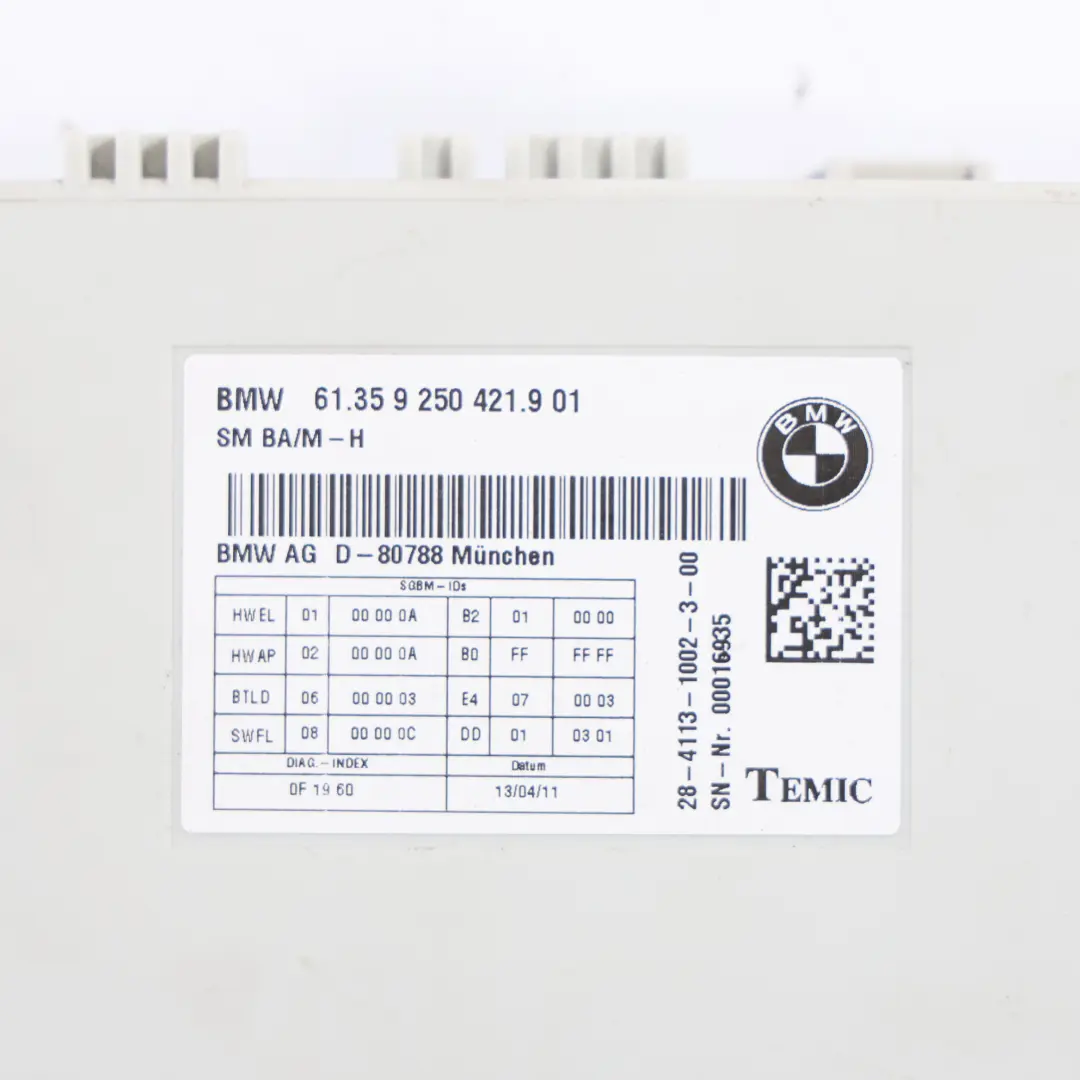  Módulo Asiento BMW X4 F26 F20 F30 Lado Delantero Conductor Unidad ECU 9250421 - SKU 9459673-1 - Número de pieza 9459673