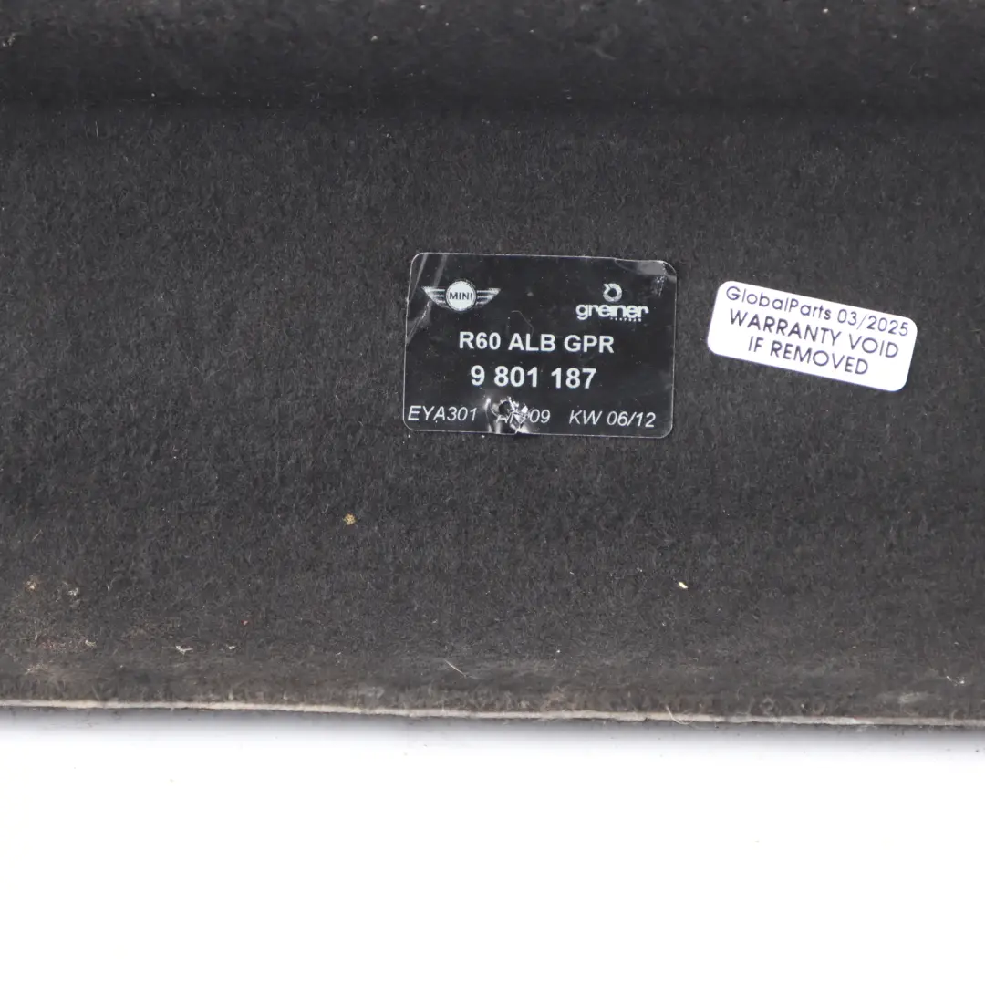 Window Parcel Shelf Trunk Loading Cover Panel to Mini Countryman R60 Rear with Part number 9811137 Mini Countryman R60 Rear Window Parcel Shelf Trunk Loading Cover Panel - SKU 9811137-3 - Part number 9811137