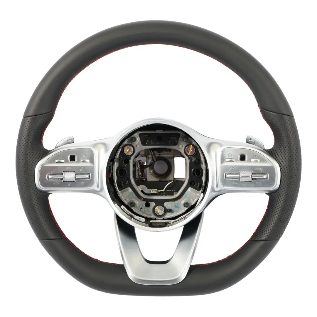 NUEVO Cuero Negro Palanca de Cambio Hilos Rojos para Volante Mercedes W177 W247 con número de pieza A0004609102 Volante Mercedes W177 W247 NUEVO Cuero Negro Palanca de Cambio Hilos Rojos - SKU A0004609102-1 - Número de pieza A0004609102