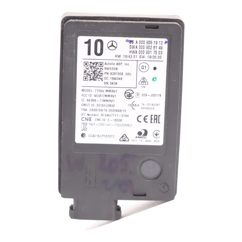 Radar Sensor Mercedes W177 W205 W213 Distronic Control Unit Module A0009051912