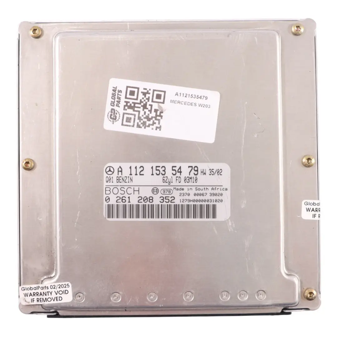 M112.912 170HP Unidad Módulo Control Motor ECU para Mercedes W203 C240 con número de pieza A1121535479 Mercedes W203 C240 M112.912 170HP Unidad Módulo Control Motor ECU - SKU A1121535479 - Número de pieza A1121535479