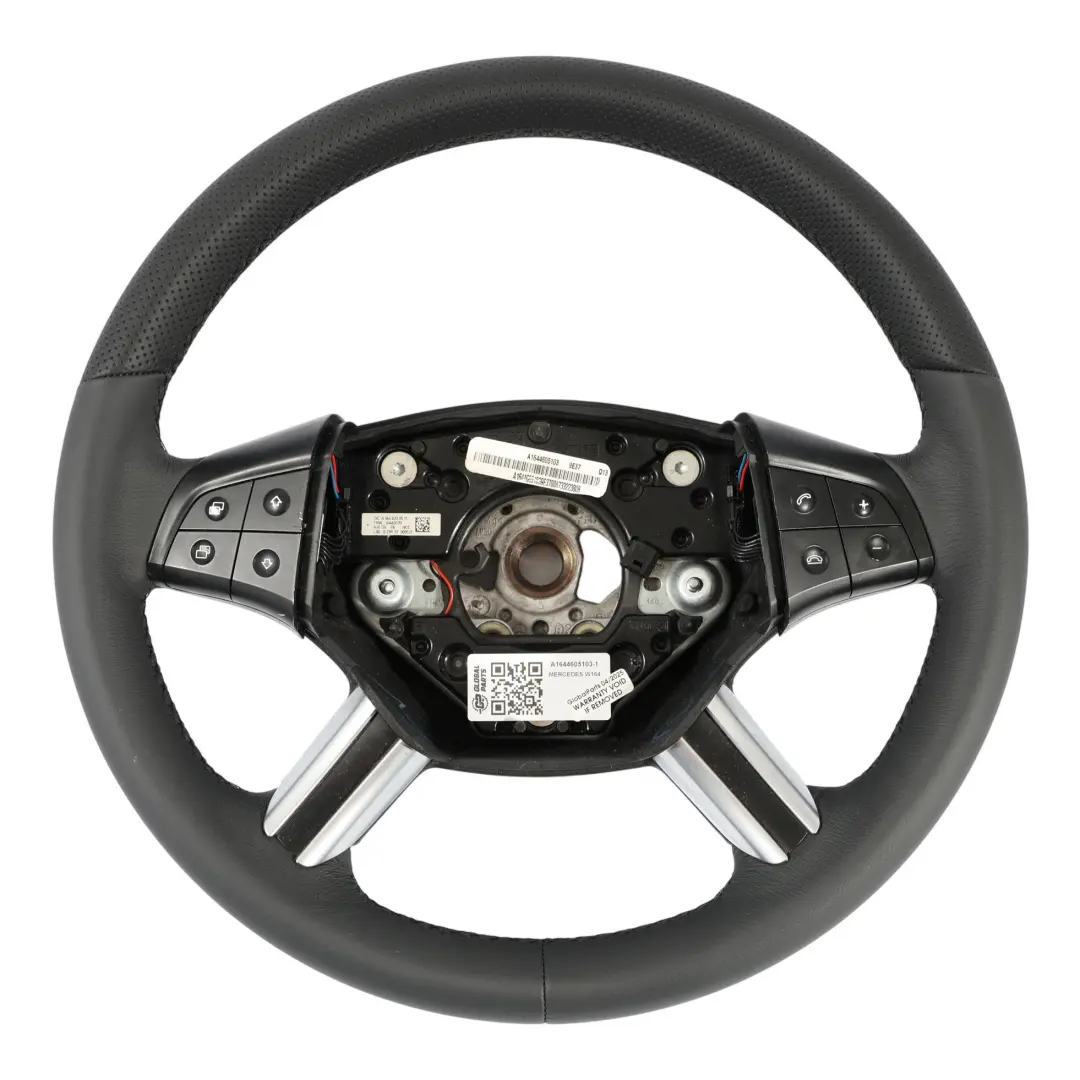 Leather Steering Wheel with Black Threads to Mercedes ML W164 NEW with Part number A1644605103 Mercedes ML W164 NEW Leather Steering Wheel with Black Threads - SKU A1644605103-1 - Part number A1644605103