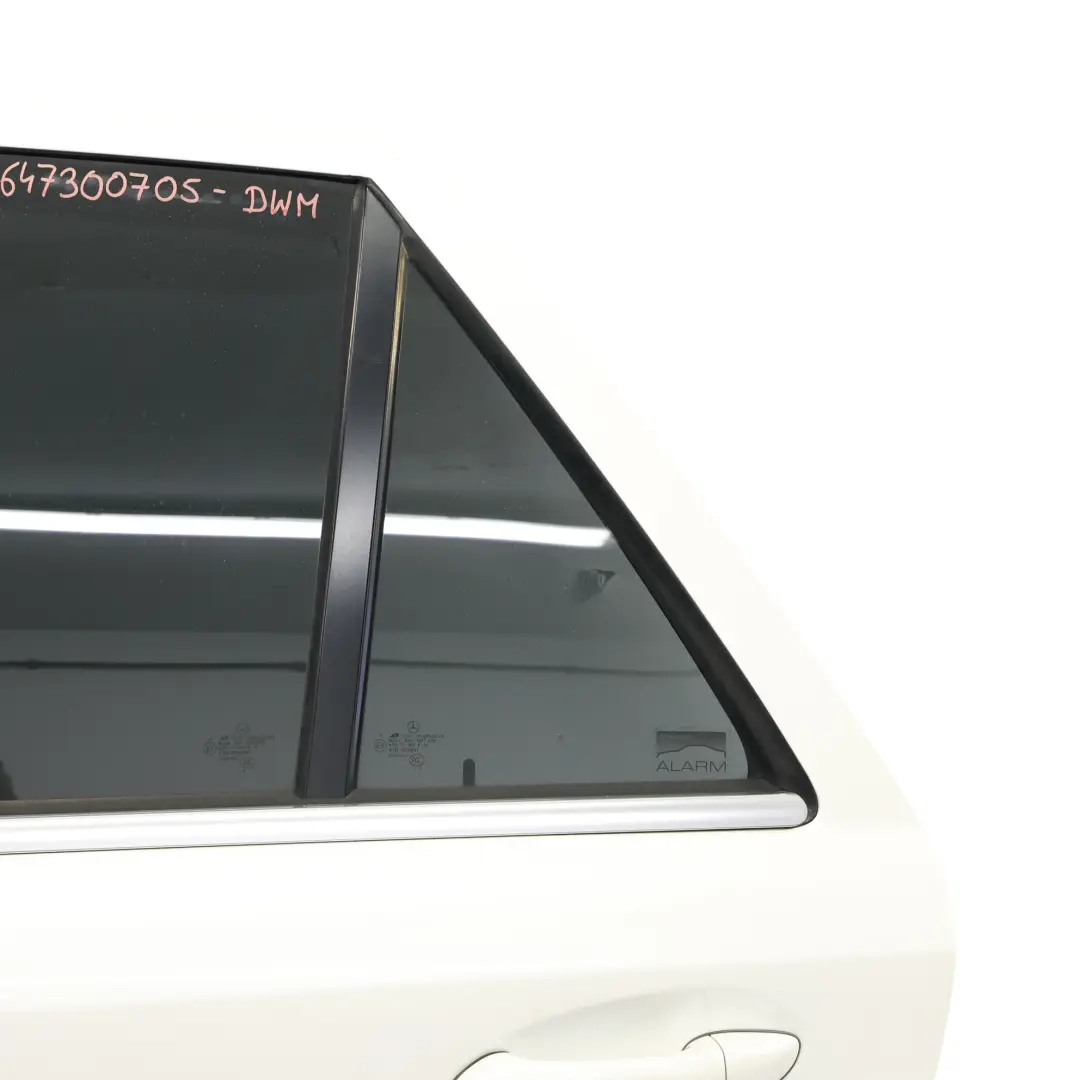 Door Rear Left N/S Diamond White Metallic - 799 to Mercedes ML W164 with Part number A1647300705 Mercedes ML W164 Door Rear Left N/S Diamond White Metallic - 799 - SKU A1647300705-DWM - Part number A1647300705