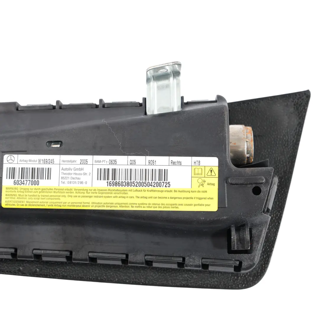Mercedes-Benz A B Class W169 W245 Front Right Seat Driver Airbag to with Part number A1698603805 Mercedes-Benz A B Class W169 W245 Front Right Seat Driver Airbag - SKU A1698603805 - Part number A1698603805