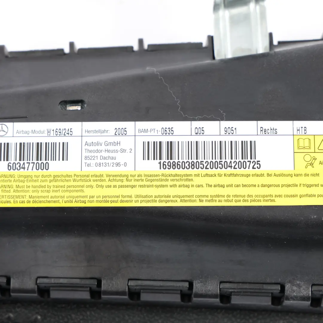 Mercedes W169 W245 Prawa Poduszka Fotela Airbag - SKU A1698603805 - Numer Części A1698603805
