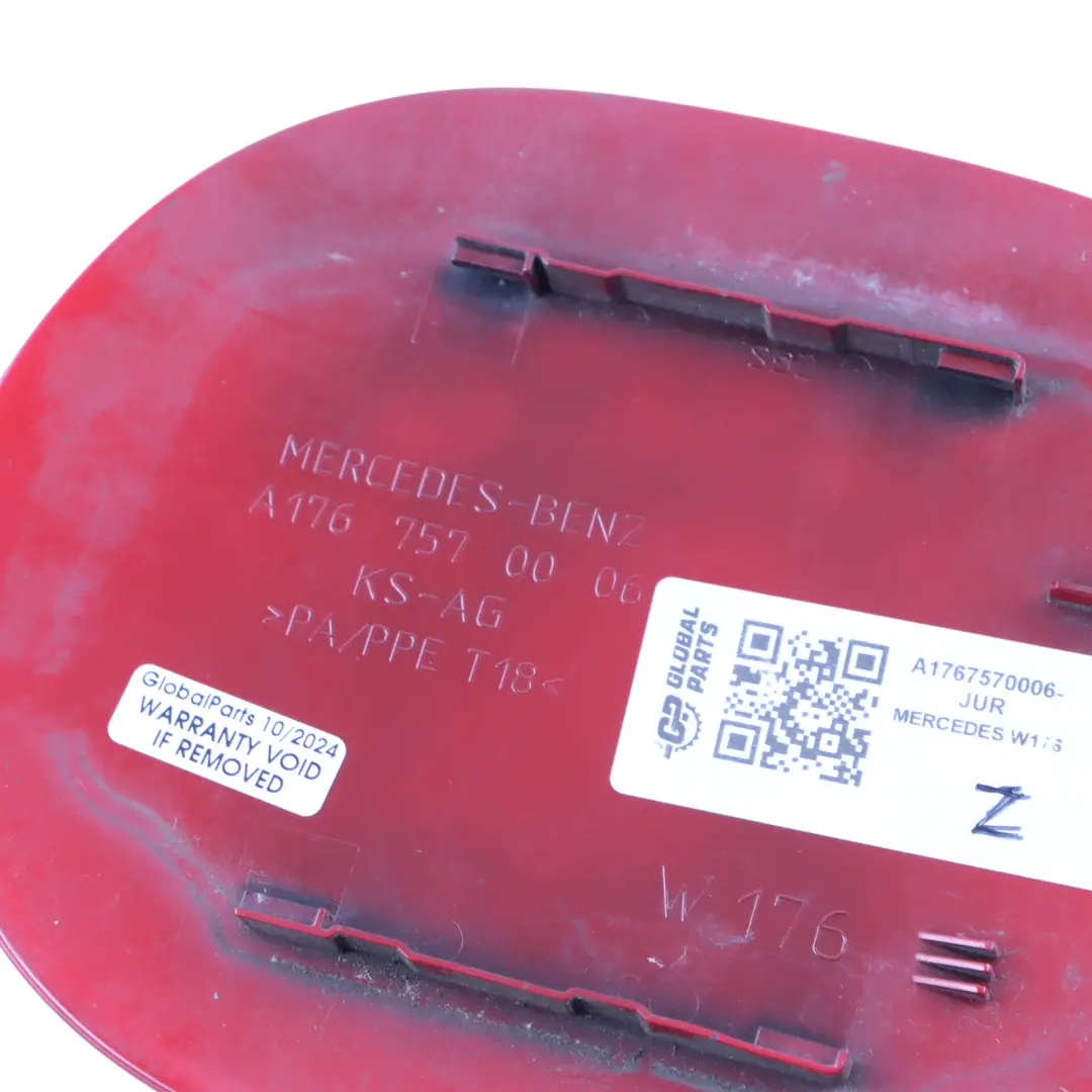 Flap Tank Cap Cover Jupiter Red - 589 to Mercedes W176 Fuel with Part number A1767570006 Mercedes W176 Fuel Flap Tank Cap Cover Jupiter Red - 589 - SKU A1767570006-JUR - Part number A1767570006