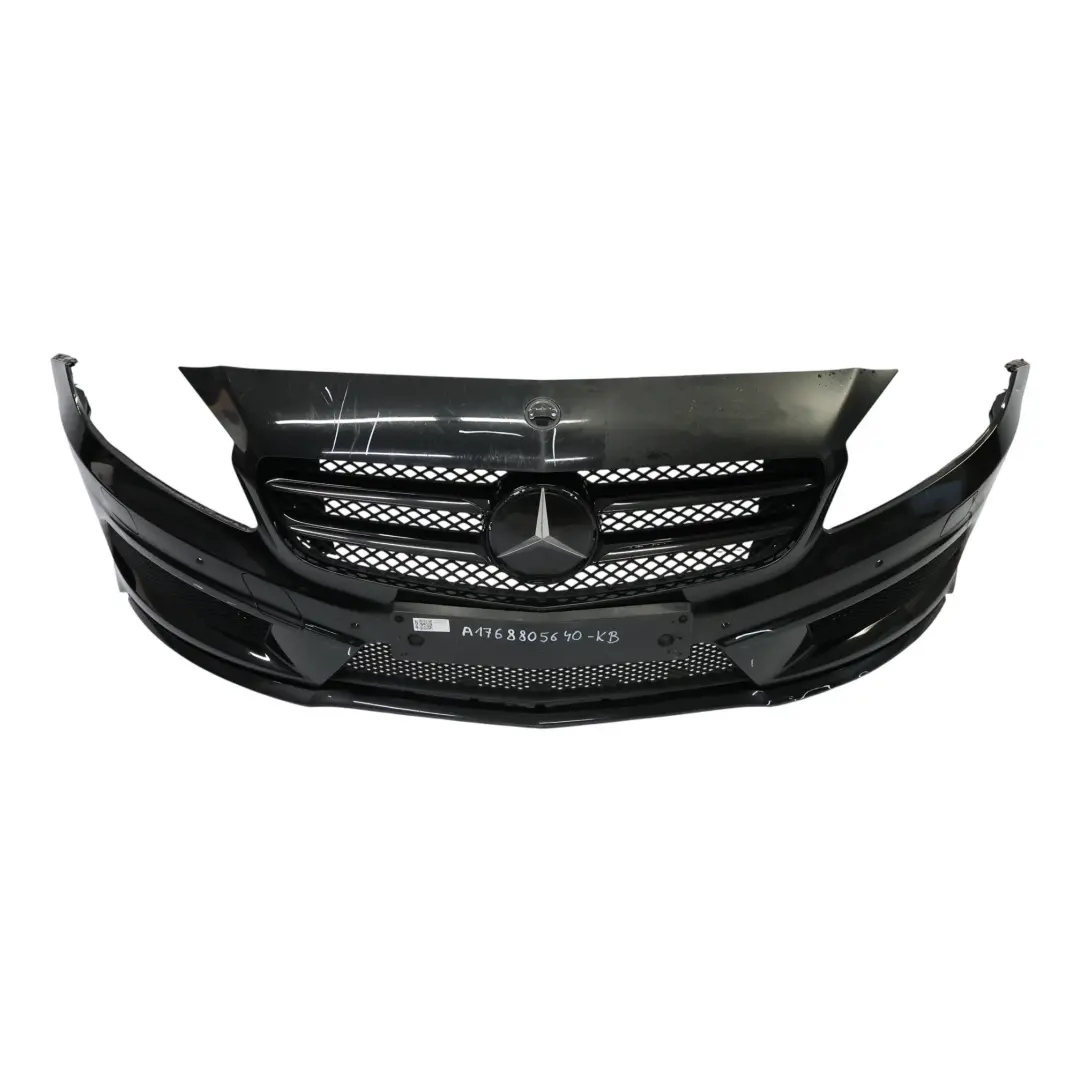 Front Bumper Mercedes W176 AMG Trim Panel Kosmos Cosmic Black Metallic - 191 to with Part number A1768805640 Front Bumper Mercedes W176 AMG Trim Panel Kosmos Cosmic Black Metallic - 191 - SKU A1768805640-KB - Part number A1768805640