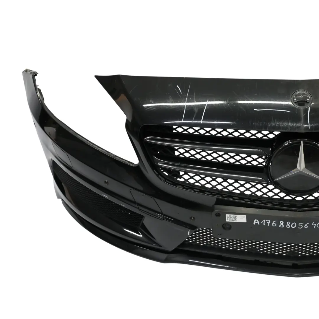Front Bumper Mercedes W176 AMG Trim Panel Kosmos Cosmic Black Metallic - 191 to with Part number A1768805640 Front Bumper Mercedes W176 AMG Trim Panel Kosmos Cosmic Black Metallic - 191 - SKU A1768805640-KB - Part number A1768805640