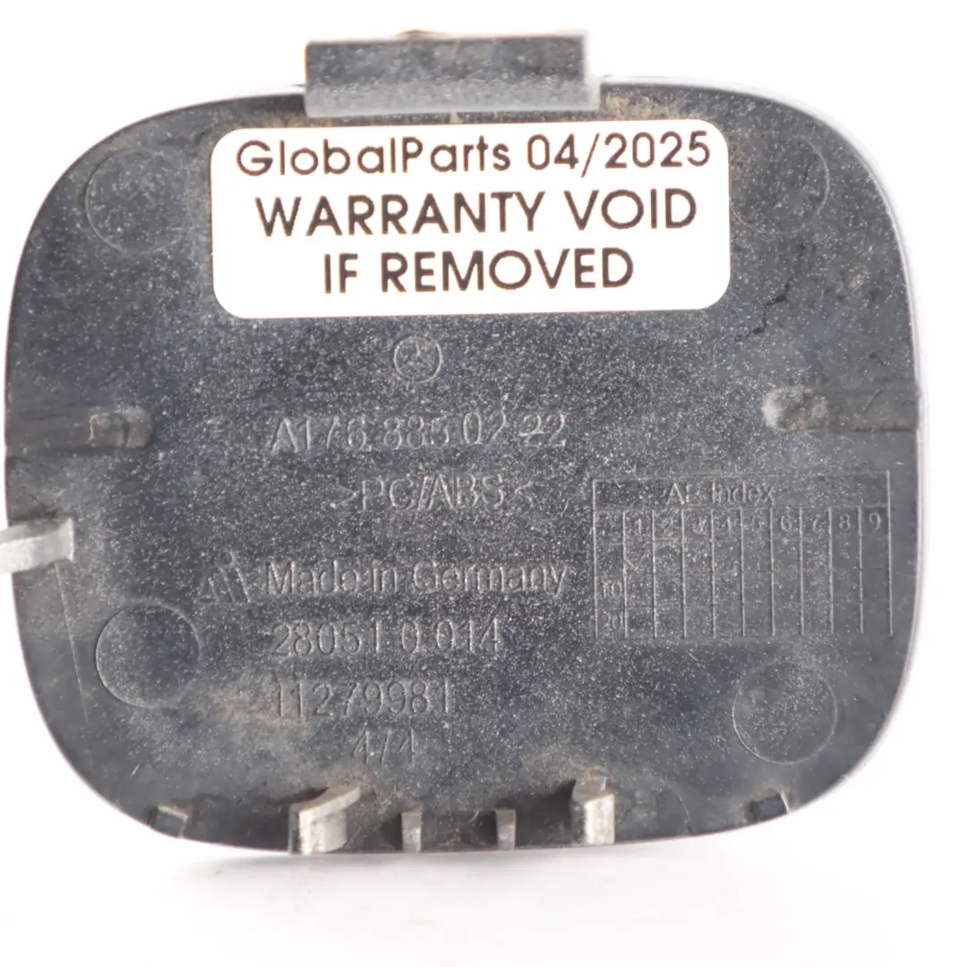 Bumper Flap Towing Eye Cover Polar Silver 761 to Mercedes W176 Rear with Part number A1768850222 Mercedes W176 Rear Bumper Flap Towing Eye Cover Polar Silver 761 - SKU A1768850222-PLS - Part number A1768850222