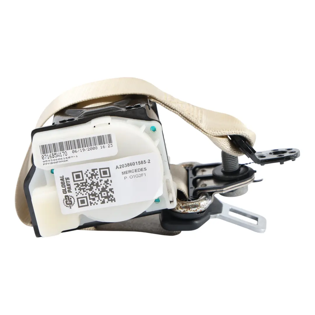 Mercedes CLK W209 Convertible Cinturón Izquierdo Derecho Beige - SKU A2038601585-2 - Número de pieza A2038601585