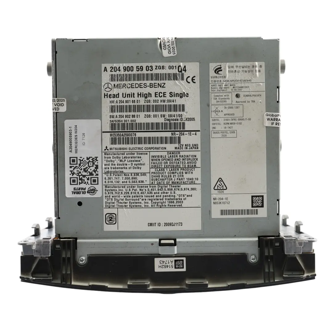 Mercedes W204 Navigation CD Player COMAND Radio Sat Nav Head Unit - SKU A2049005903-1 - Part number A2049005903
