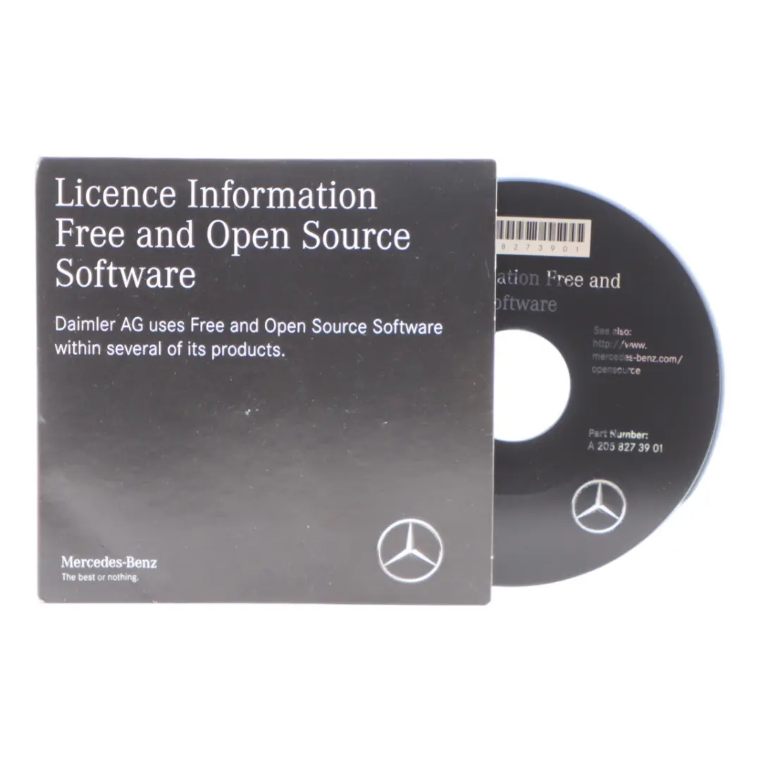 Disc Licencia Información Software Libre para Mercedes W205 CD con número de pieza A2058273901 Mercedes W205 CD Disc Licencia Información Software Libre - SKU A2058273901 - Número de pieza A2058273901