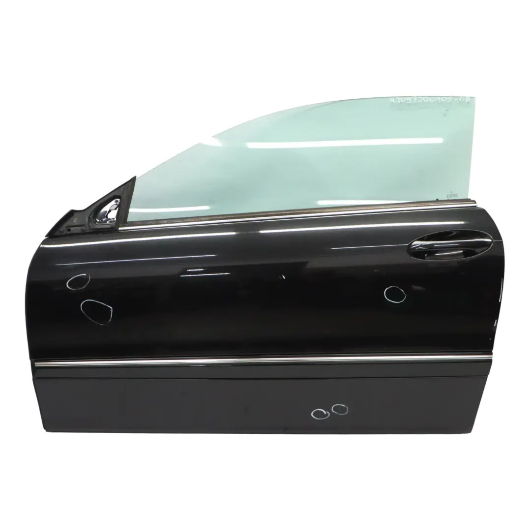 Door Front Left N/S Mercedes CLK W209 Obsidian Black Metallic - 197 to with Part number A2097200105 Door Front Left N/S Mercedes CLK W209 Obsidian Black Metallic - 197 - SKU A2097200105-OB - Part number A2097200105