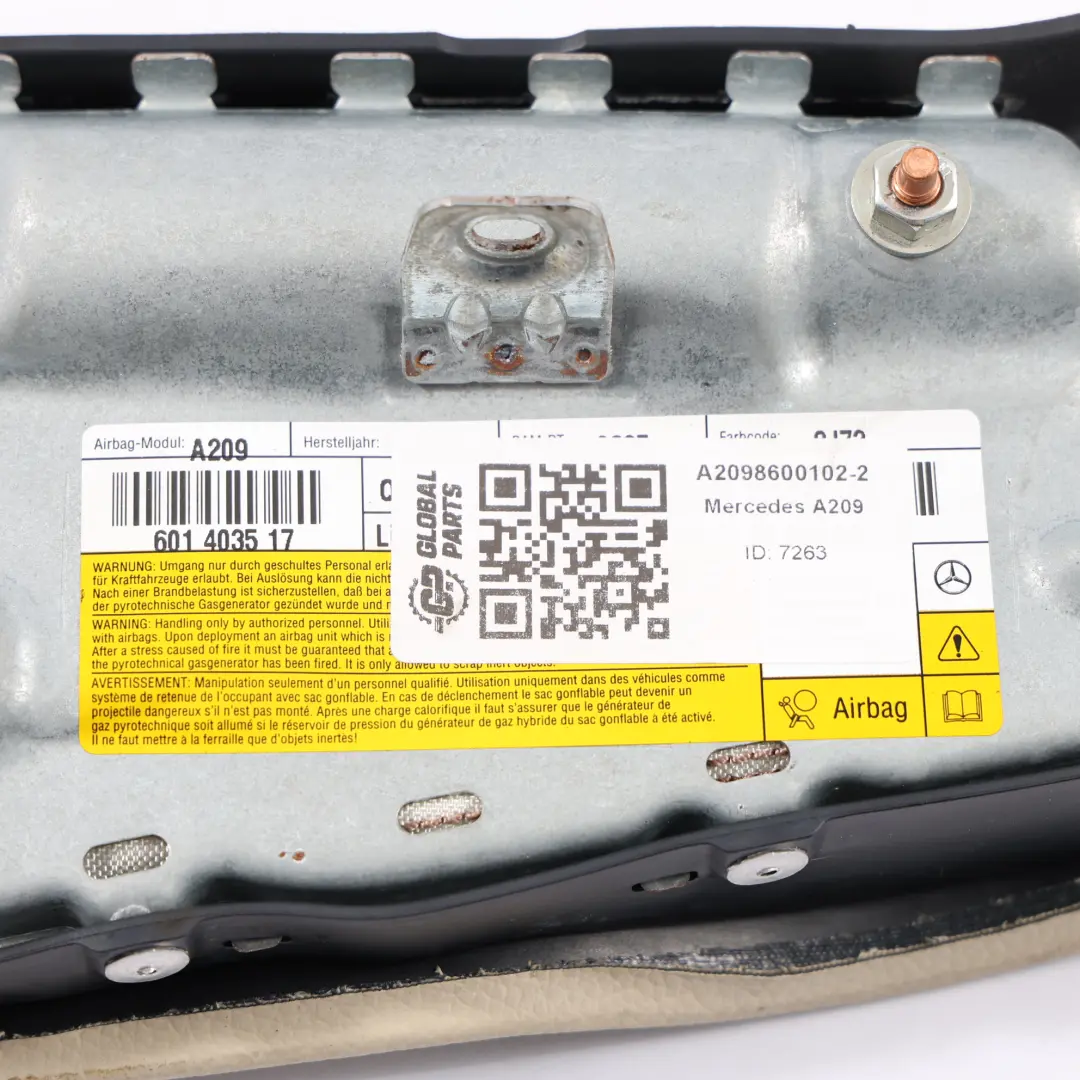 Mercedes W209 Covertible Front Air Module Seat Side Left N/S Beige - SKU A2098600102-2 - Part number A2098600102