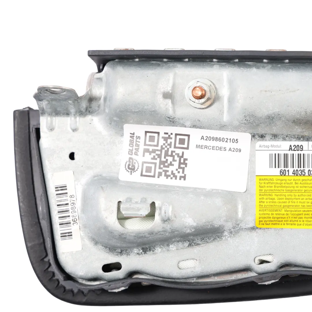 Side Module Front Left N/S Black Leather to Mercedes CLK W209 Seat with Part number A2098602105 Mercedes CLK W209 Seat Side Module Front Left N/S Black Leather - SKU A2098602105 - Part number A2098602105