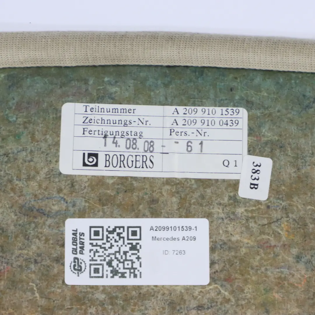 Mercedes W209 Front Seat Back Cover Net Trim Left N/S Panel Pebble - SKU A2099101539-1 - Part number A2099101539