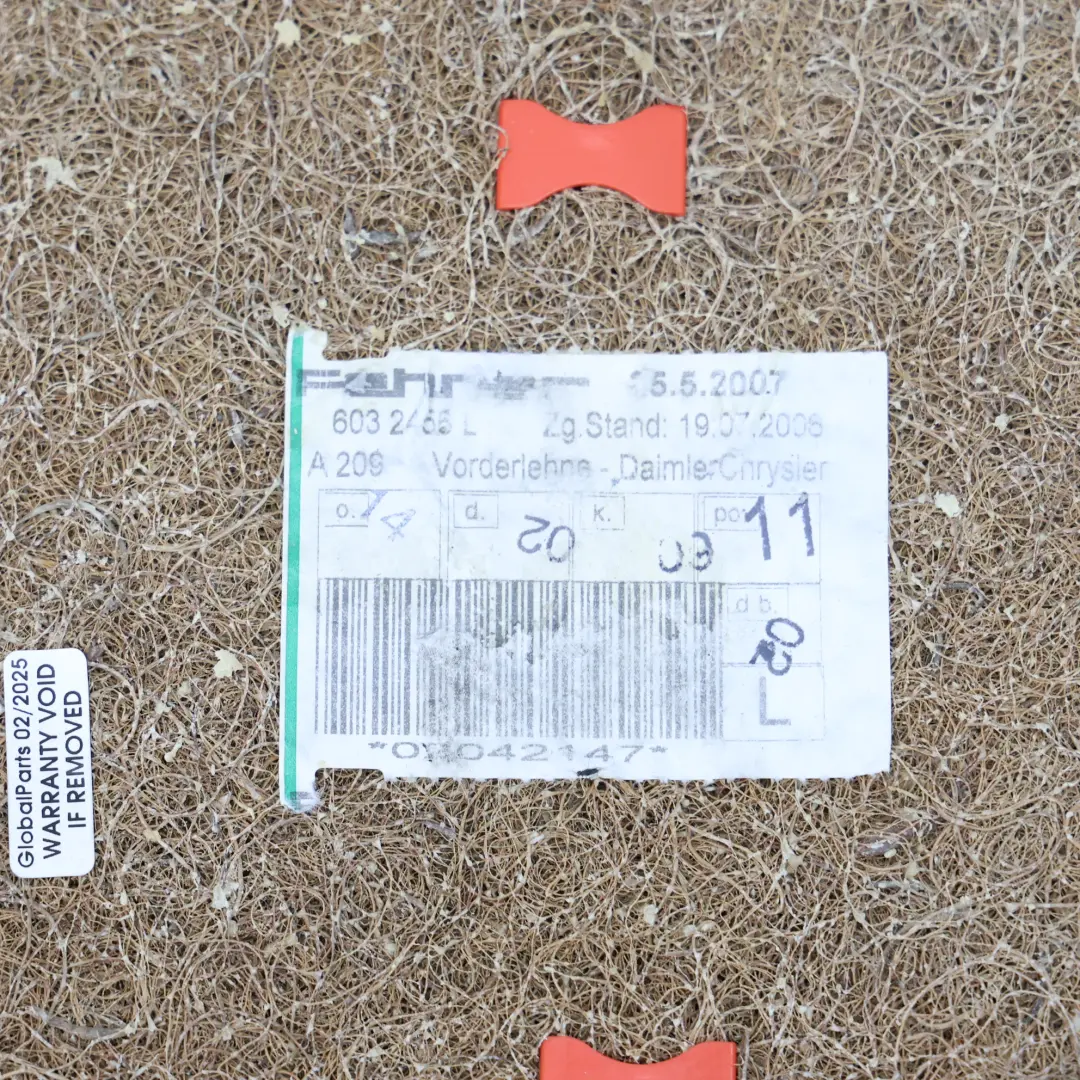 Asiento Delantero Respaldo Multi Contorno Izquierdo para Mercedes A209 con número de pieza A2099106993 Mercedes A209 Asiento Delantero Respaldo Multi Contorno Izquierdo - SKU A2099106993-3 - Número de pieza A2099106993