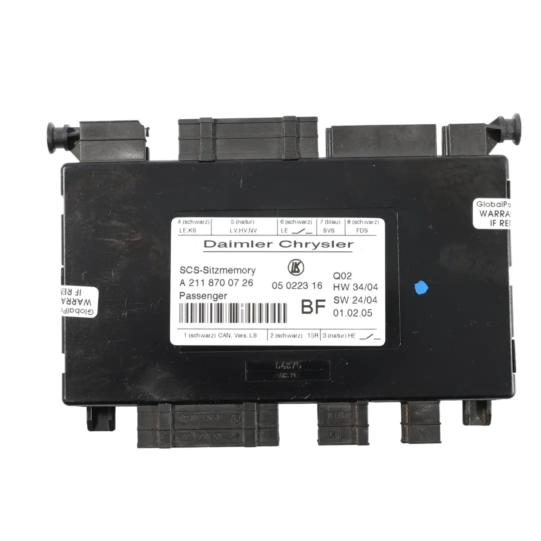 Sitz Speicher Steuergerät Modul Vorne Rechts für Mercedes W211 mit Teilenummer A2118700726 Mercedes W211 Sitz Speicher Steuergerät Modul Vorne Rechts - SKU A2118700726 - Teilenummer A2118700726