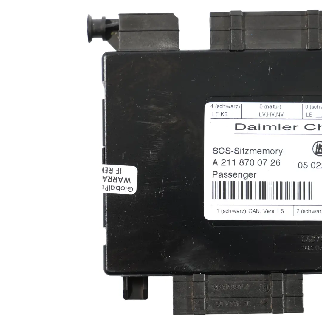 Moduł Pamięci Fotela Prawy Przód do Mercedes W211 o numerze A2118700726 Mercedes W211 Moduł Pamięci Fotela Prawy Przód - SKU A2118700726 - Numer Części A2118700726