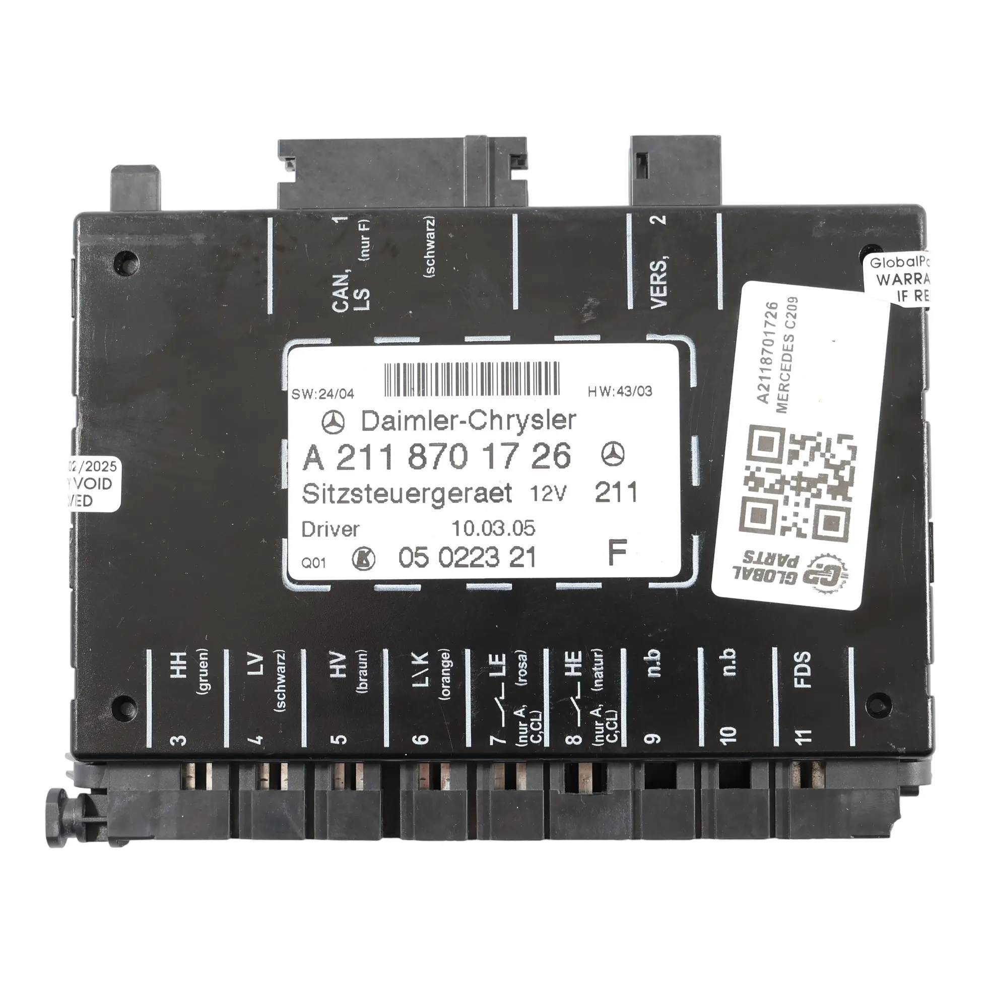 Mercedes C209 Module Commande Commutateur Siège Avant Gauche A2118701726