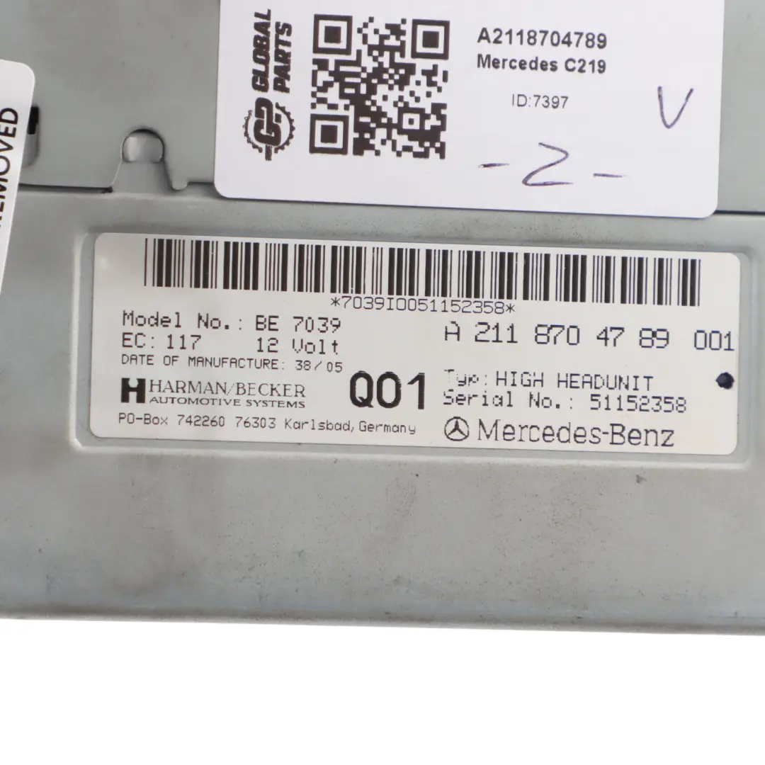 Radioodtwarzacz Mercedes C219 W211 Odtwarzacz CD Audio Navi do o numerze A2118704789 Radioodtwarzacz Mercedes C219 W211 Odtwarzacz CD Audio Navi - SKU A2118704789 - Numer Części A2118704789