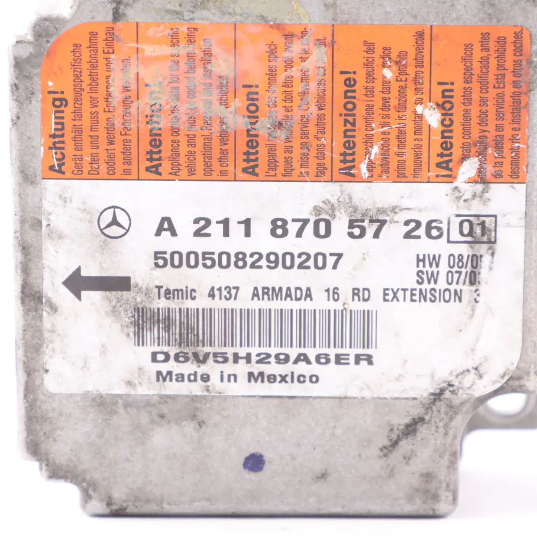 Air Module Mercedes W211 C219 Air System Control Unit ECU - SKU A2118705726 - Part number A2118705726