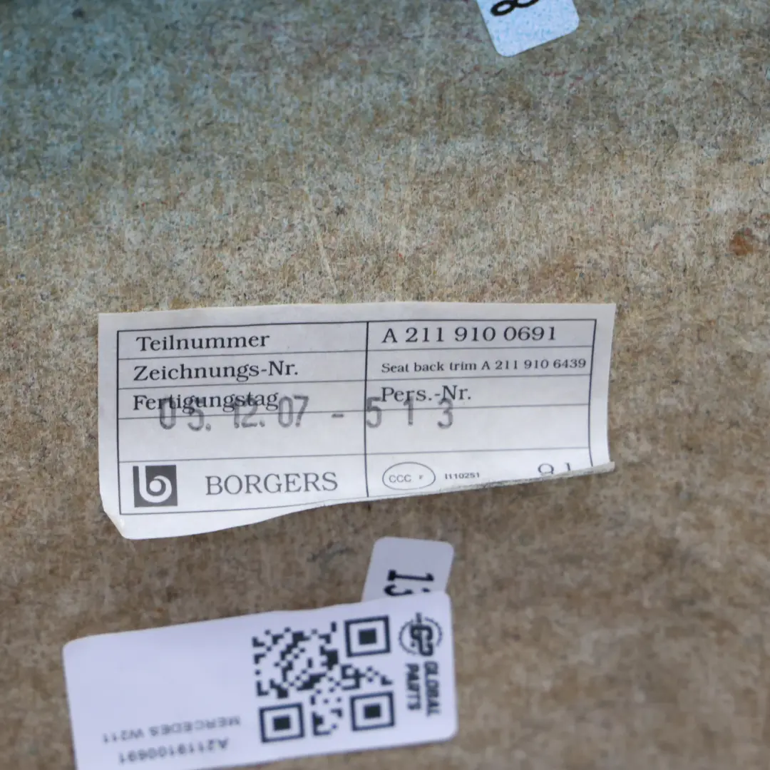 Garniture De Panneau Arrière De Siège Avant Noir pour Mercedes W211 à propos du numéro de pièce A2119100691 Mercedes W211 Garniture De Panneau Arrière De Siège Avant Noir - SKU A2119100691 - Numéro de pièce A2119100691