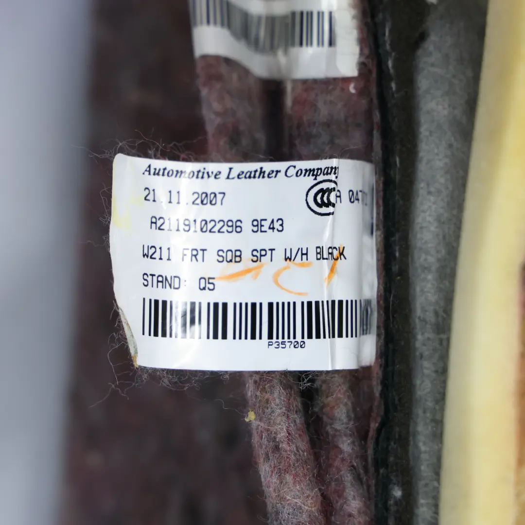 Backrest Heated Front Left Right N/O/S Leather Nappa Black to Mercedes W211 Seat with Part number A2119102296 Mercedes W211 Seat Backrest Heated Front Left Right N/O/S Leather Nappa Black - SKU A2119102296 - Part number A2119102296