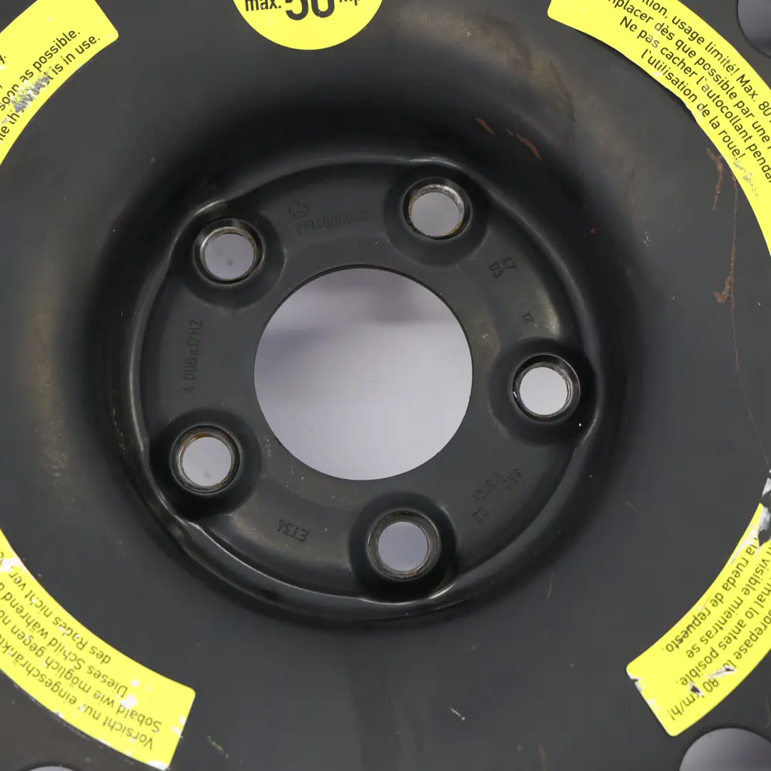 Ersatzrad Mercedes W211 W212 C218 Kompaktstahl R17 ET:36 155/70 für mit Teilenummer A2194000002 Ersatzrad Mercedes W211 W212 C218 Kompaktstahl R17 ET:36 155/70 - SKU A2194000002-3 - Teilenummer A2194000002