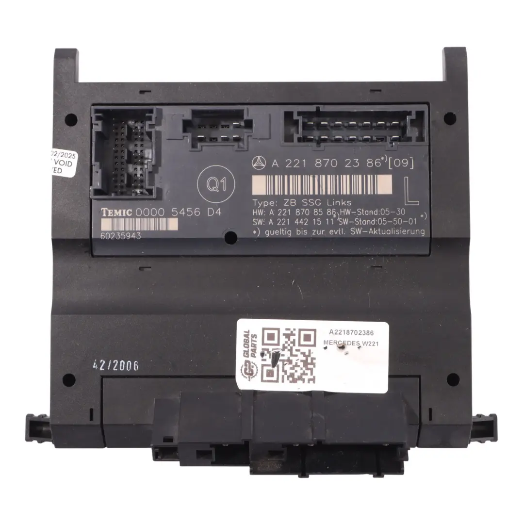 Mercedes W221 Seat Switch Adjust Control Module Front Left N/S - SKU A2218702386 - Part number A2218702386