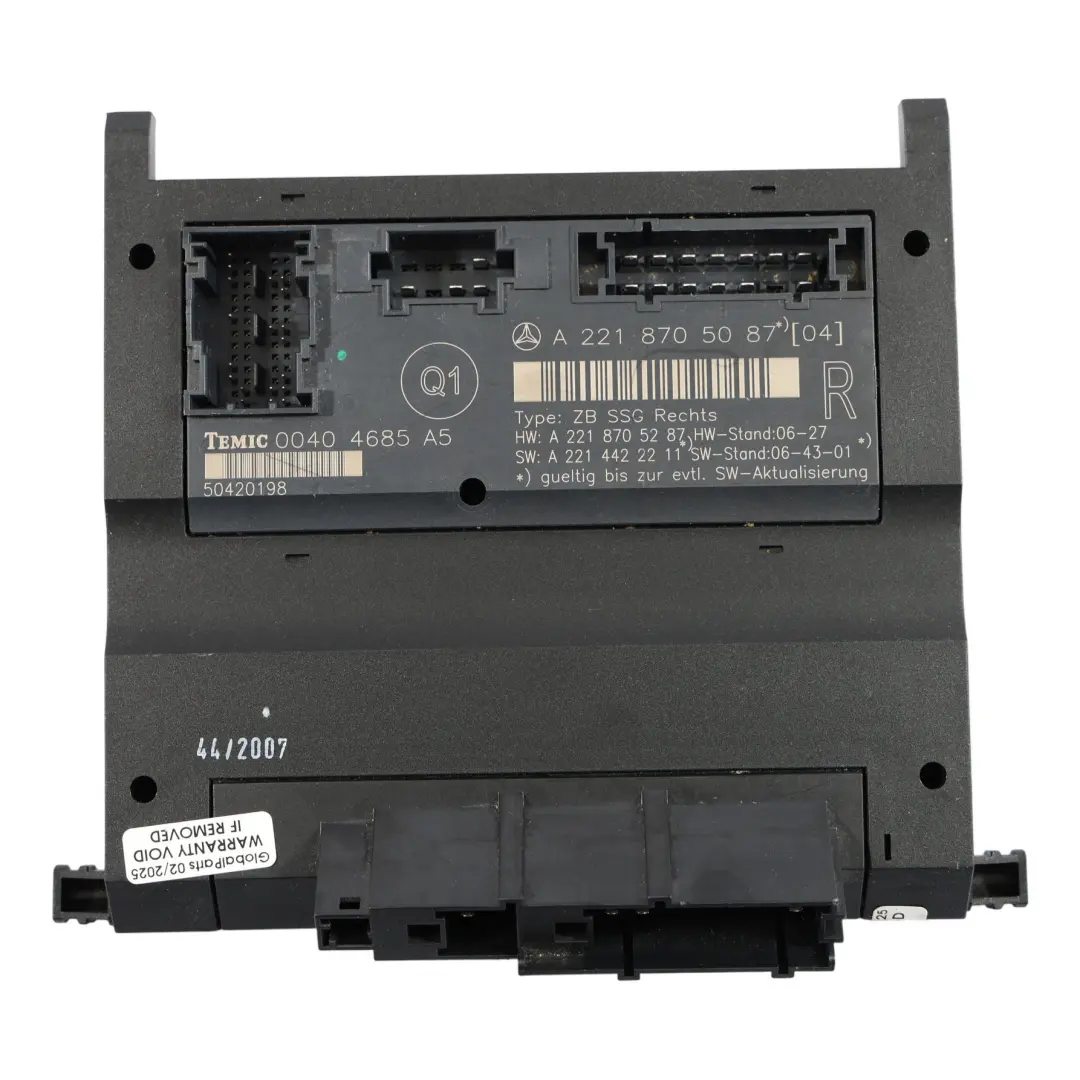 Sitz Speicher Steuergerät Modul Vorne Rechts für Mercedes W221 mit Teilenummer A2218705087 Mercedes W221 Sitz Speicher Steuergerät Modul Vorne Rechts - SKU A2218705087 - Teilenummer A2218705087