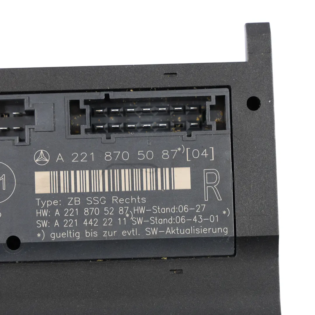 Moduł Sterownik Pamięci Fotela Przód Prawy do Mercedes W221 o numerze A2218705087 Mercedes W221 Moduł Sterownik Pamięci Fotela Przód Prawy - SKU A2218705087 - Numer Części A2218705087