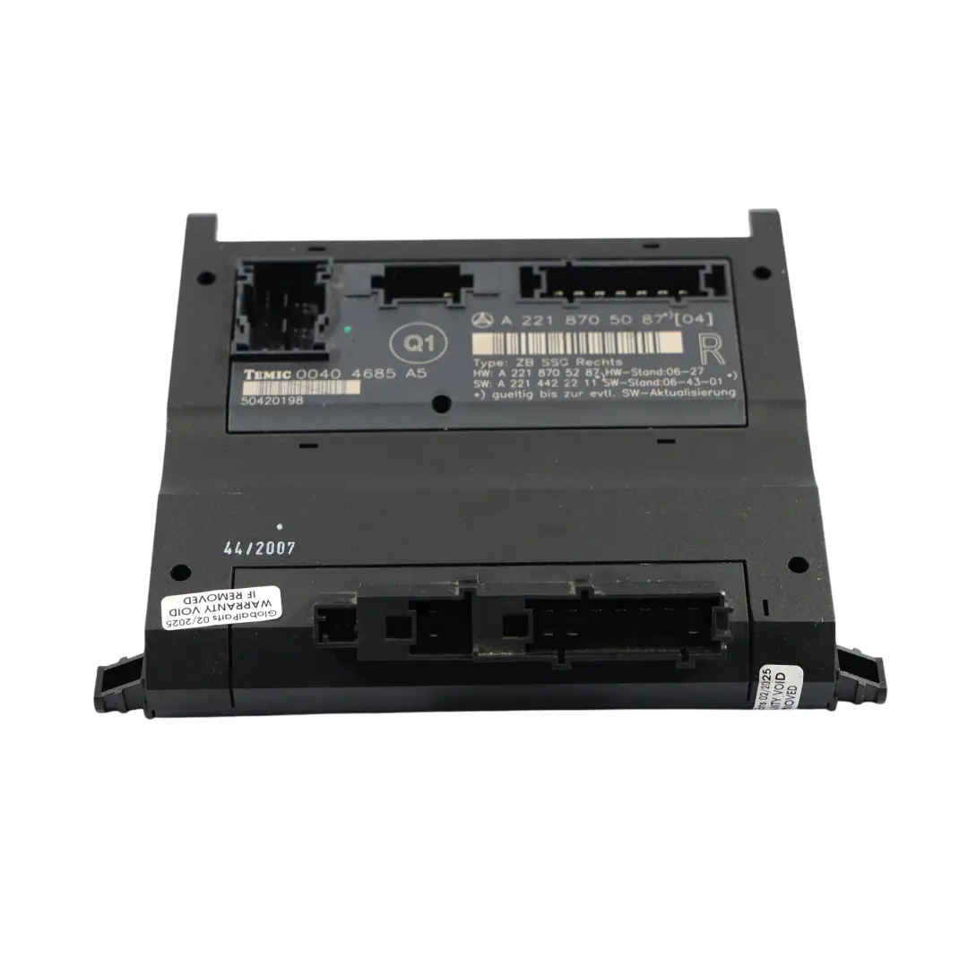 Sitz Speicher Steuergerät Modul Vorne Rechts für Mercedes W221 mit Teilenummer A2218705087 Mercedes W221 Sitz Speicher Steuergerät Modul Vorne Rechts - SKU A2218705087 - Teilenummer A2218705087