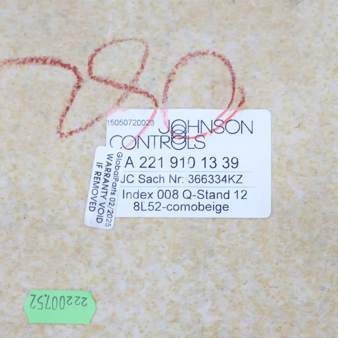 Sedile Anteriore Schienale Pannello Sinistro Destro per Mercedes W221 con numero di parte A2219101339 Mercedes W221 Sedile Anteriore Schienale Pannello Sinistro Destro - SKU A2219101339-1 - Numero di parte A2219101339