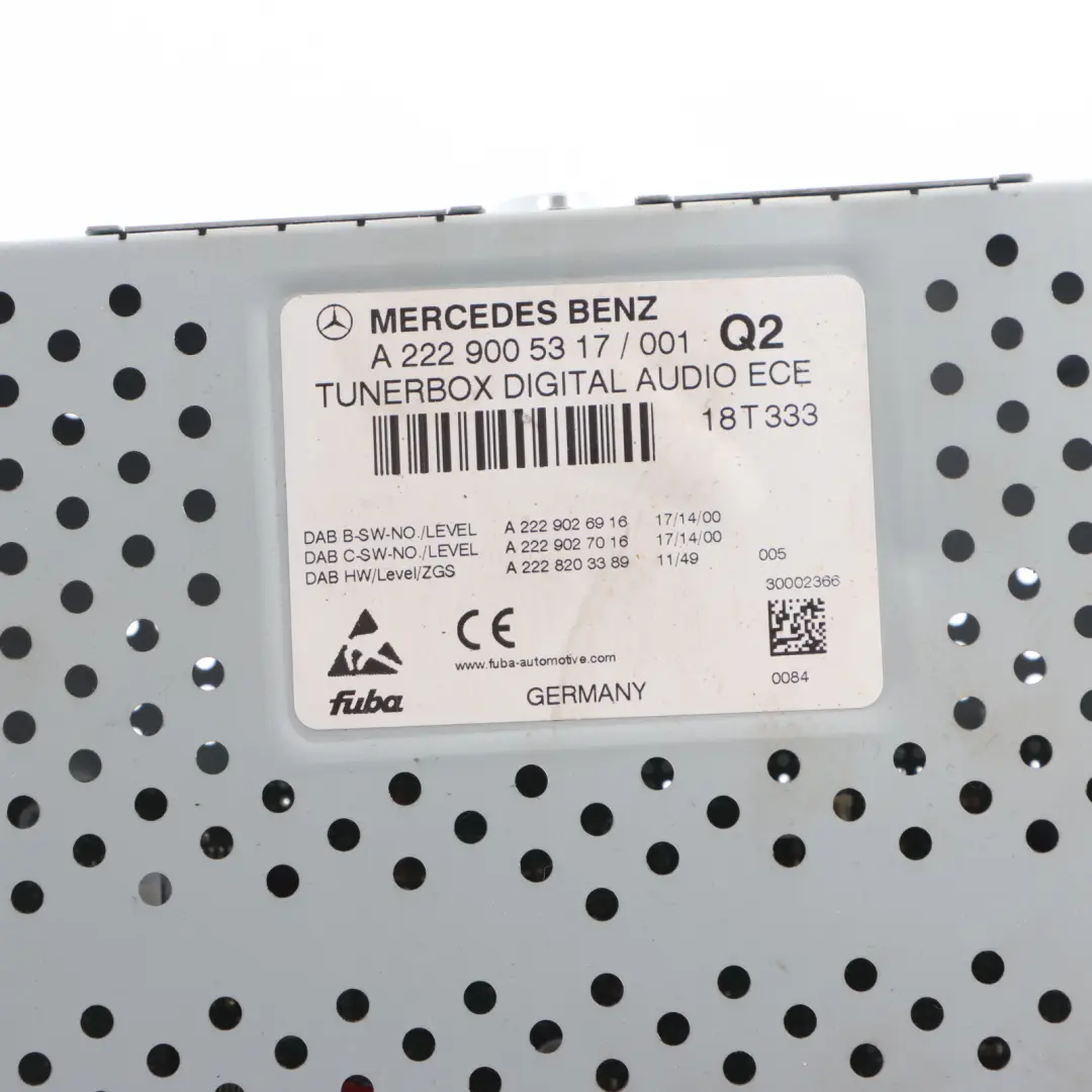 Tuner Box Mercedes W213 W205 W222 Digital Audio Control DAB ECE to with Part number A2229005317 Tuner Box Mercedes W213 W205 W222 Digital Audio Control DAB ECE - SKU A2229005317-1 - Part number A2229005317