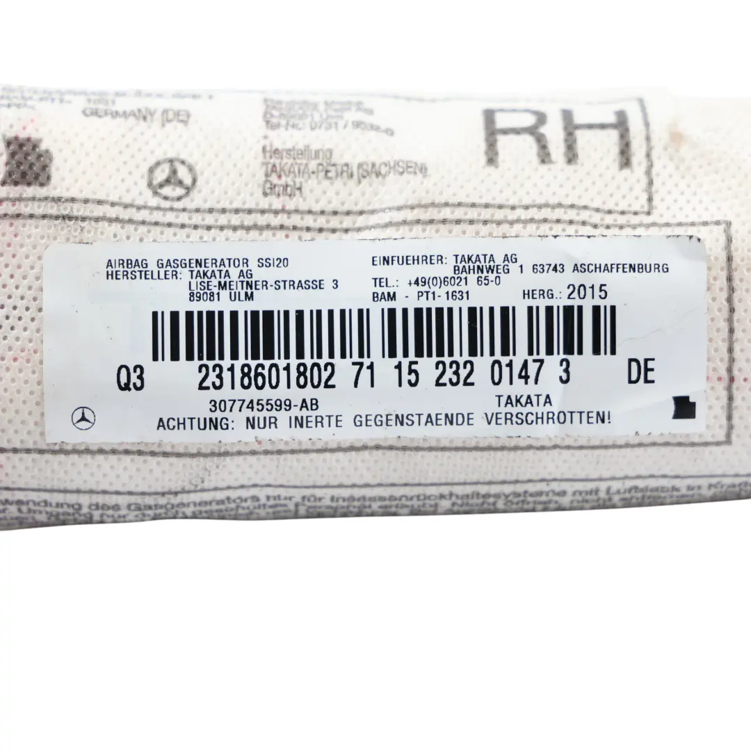 Mercedes R231 Módulo De Aire Del Asiento Delantero Derecho SRS - SKU A2318601802 - Número de pieza A2318601802