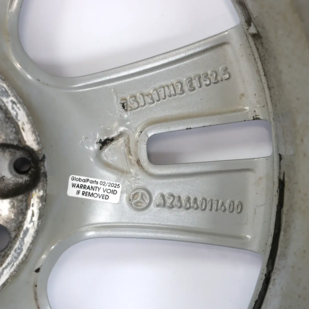 Felga Aluminiowa Srebrna Mercedes W176 W246 17" 7,5J ET:52,5 do o numerze A2464011400 Felga Aluminiowa Srebrna Mercedes W176 W246 17" 7,5J ET:52,5 - SKU A2464011400-1 - Numer Części A2464011400
