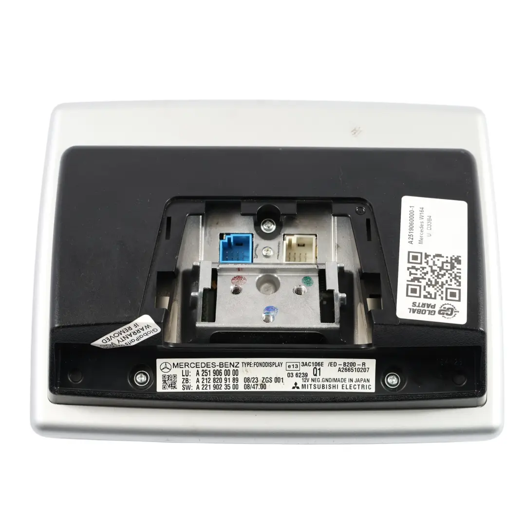 Wyświetlacz Ekran Zagłówka Fotela Lewy Prawy A2518705190 do Mercedes W251 o numerze A2519060000 Mercedes W251 Wyświetlacz Ekran Zagłówka Fotela Lewy Prawy A2518705190 - SKU A2519060000-1 - Numer Części A2519060000