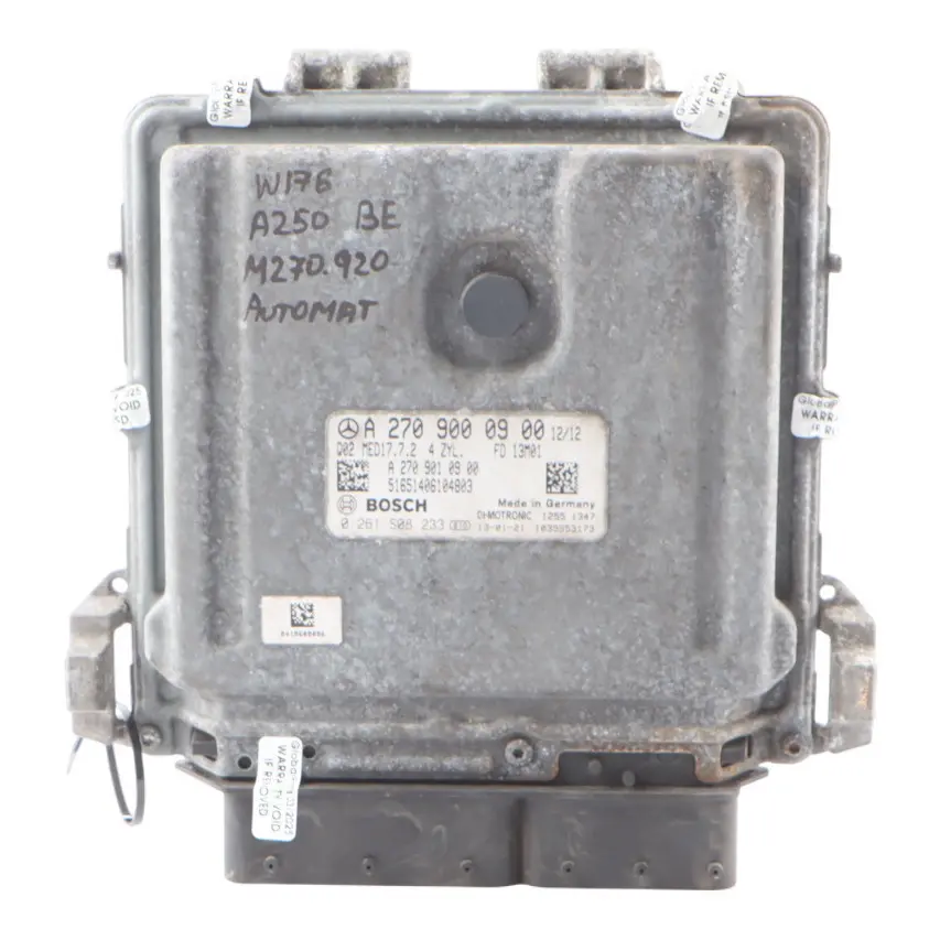 A250 M270.920 BE 211HP Engine Control ECU Automatic to Mercedes W176 with Part number A2709000900 Mercedes W176 A250 M270.920 BE 211HP Engine Control ECU Automatic - SKU A2709000900-5 - Part number A2709000900