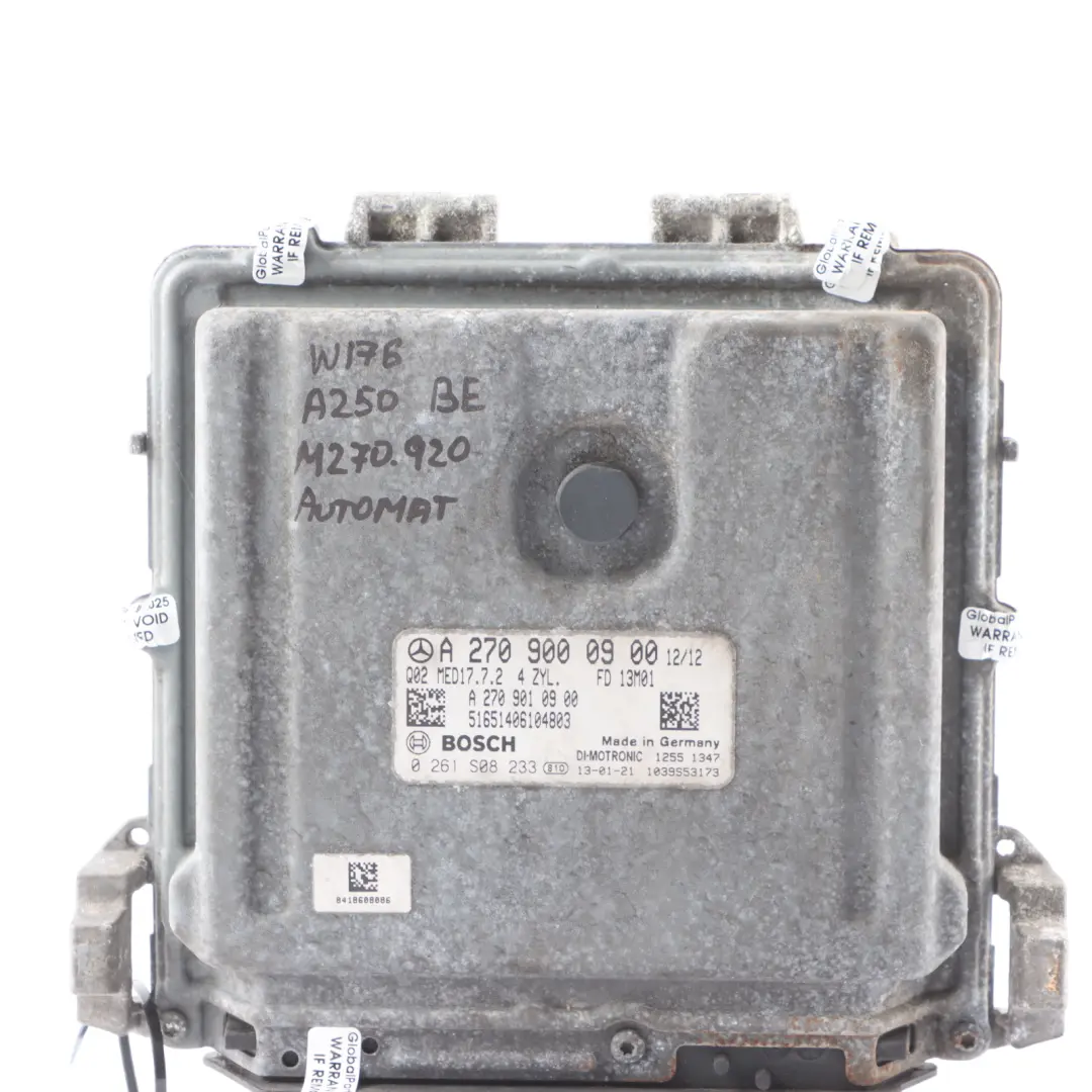 A250 M270.920 BE 211HP Engine Control ECU Automatic to Mercedes W176 with Part number A2709000900 Mercedes W176 A250 M270.920 BE 211HP Engine Control ECU Automatic - SKU A2709000900-5 - Part number A2709000900