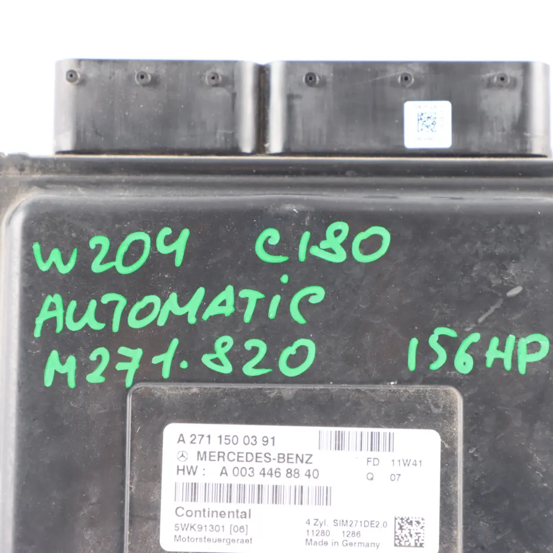 Mercedes W204 C180 Engine Unit BlueEFFICIENCY 271.820 156HP ECU - SKU A2711500391-7 - Part number A2711500391