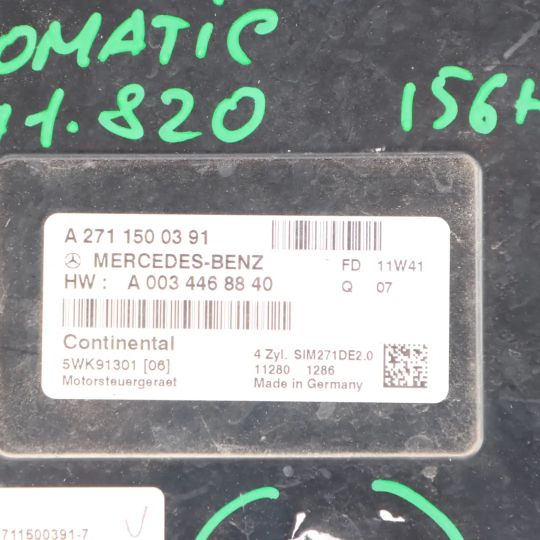 C180 Engine Unit BlueEFFICIENCY 271.820 156HP ECU to Mercedes W204 with Part number A2711500391 Mercedes W204 C180 Engine Unit BlueEFFICIENCY 271.820 156HP ECU - SKU A2711500391-7 - Part number A2711500391