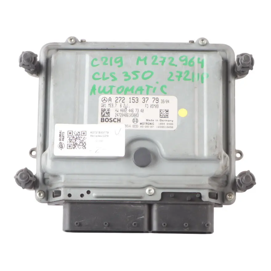 CLS350 M272.964 272HP Engine Module Unit ECU Automatic to Mercedes C219 with Part number A2721533779 Mercedes C219 CLS350 M272.964 272HP Engine Module Unit ECU Automatic - SKU A2721533779 - Part number A2721533779